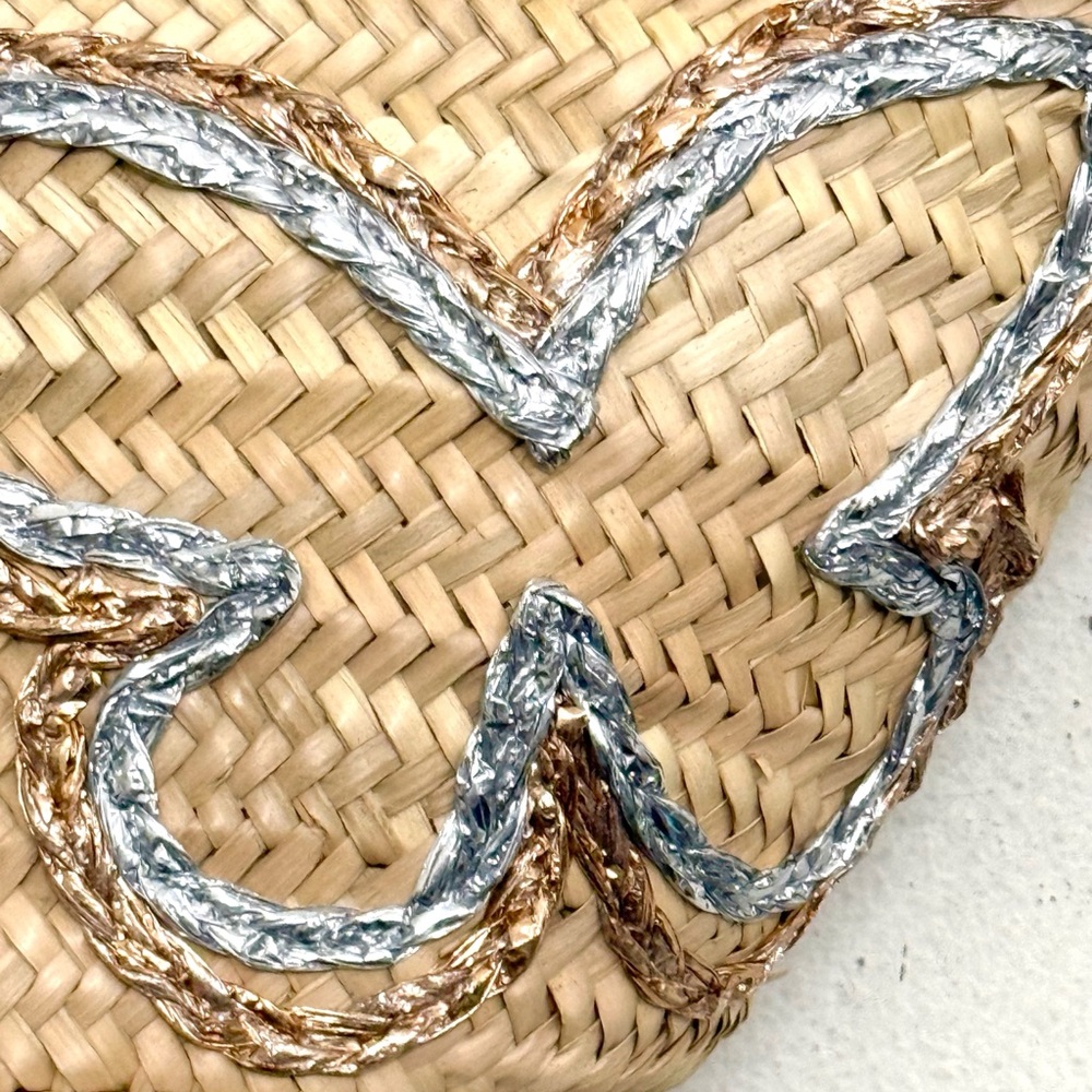 NWT Sophia Webster Taya Raffia Tote Mixed Metallic Butterfly & Black Leather - Picture 8 of 16